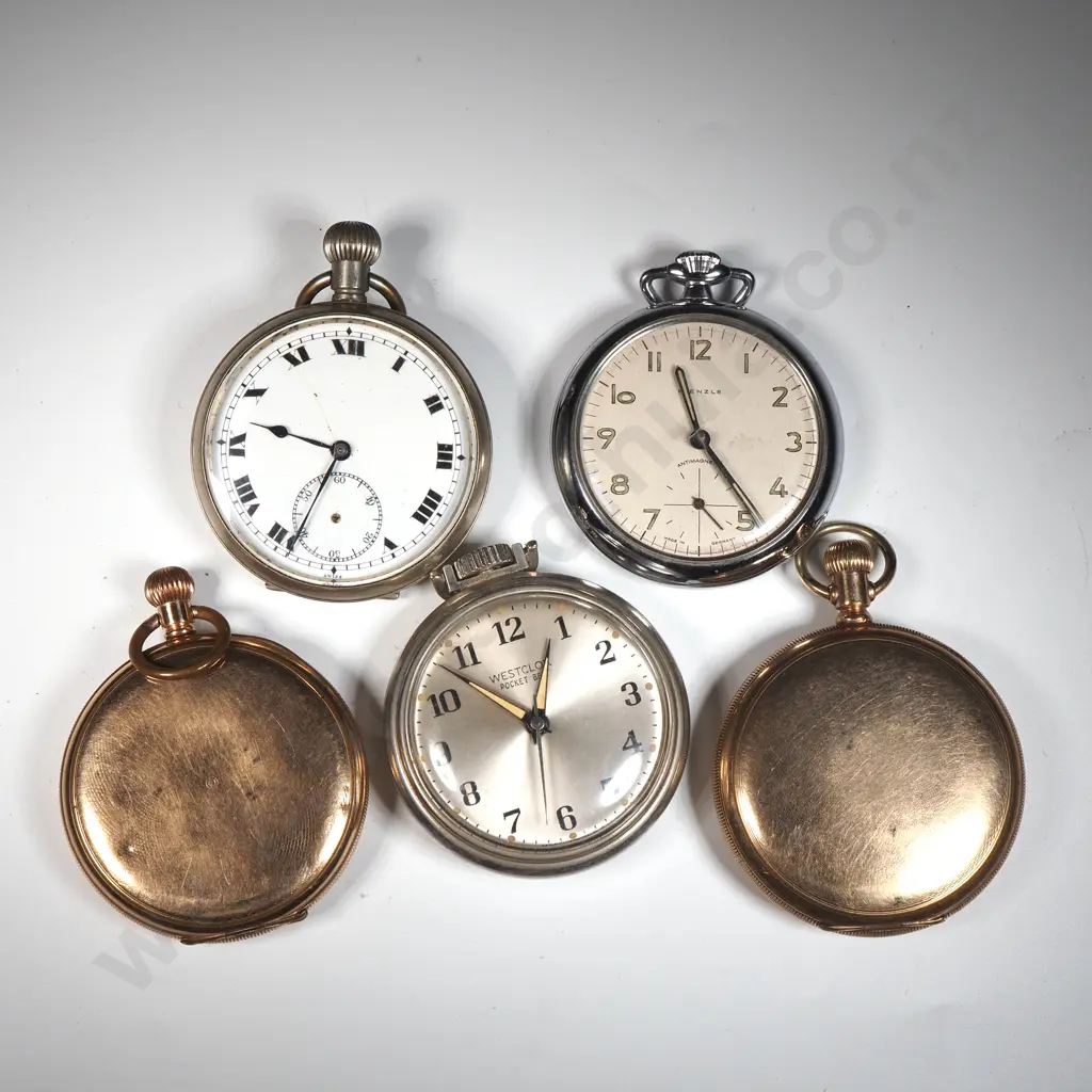 Five  Half Hunter & Hunter Pocket Watches. Some Gold Plated Image 1++