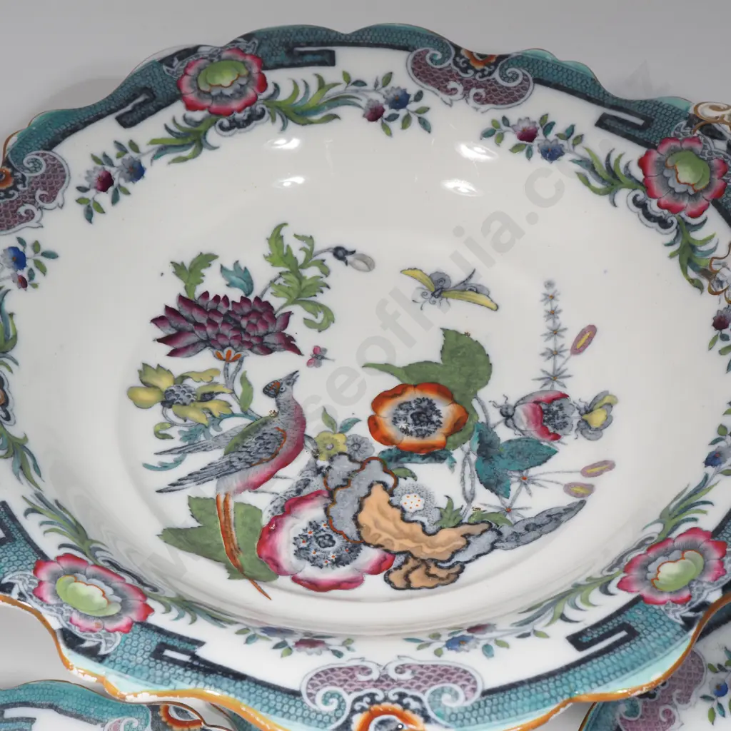 Victorian Francis Morley Dessert Set Comprising Large And Impressive Tazza, Ashet,Two Smaller Serving Dishes & 11 Plates Image 1++