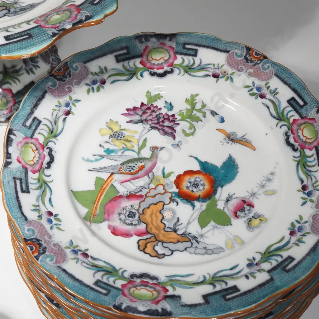 Victorian Francis Morley Dessert Set Comprising Large And Impressive Tazza, Ashet,Two Smaller Serving Dishes & 11 Plates Image 1++