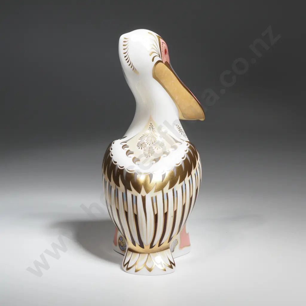Royal Crown Derby White Pelican Paperweight with Silver Stopper. No. & Signed  2323/5000. MIB Image 1++