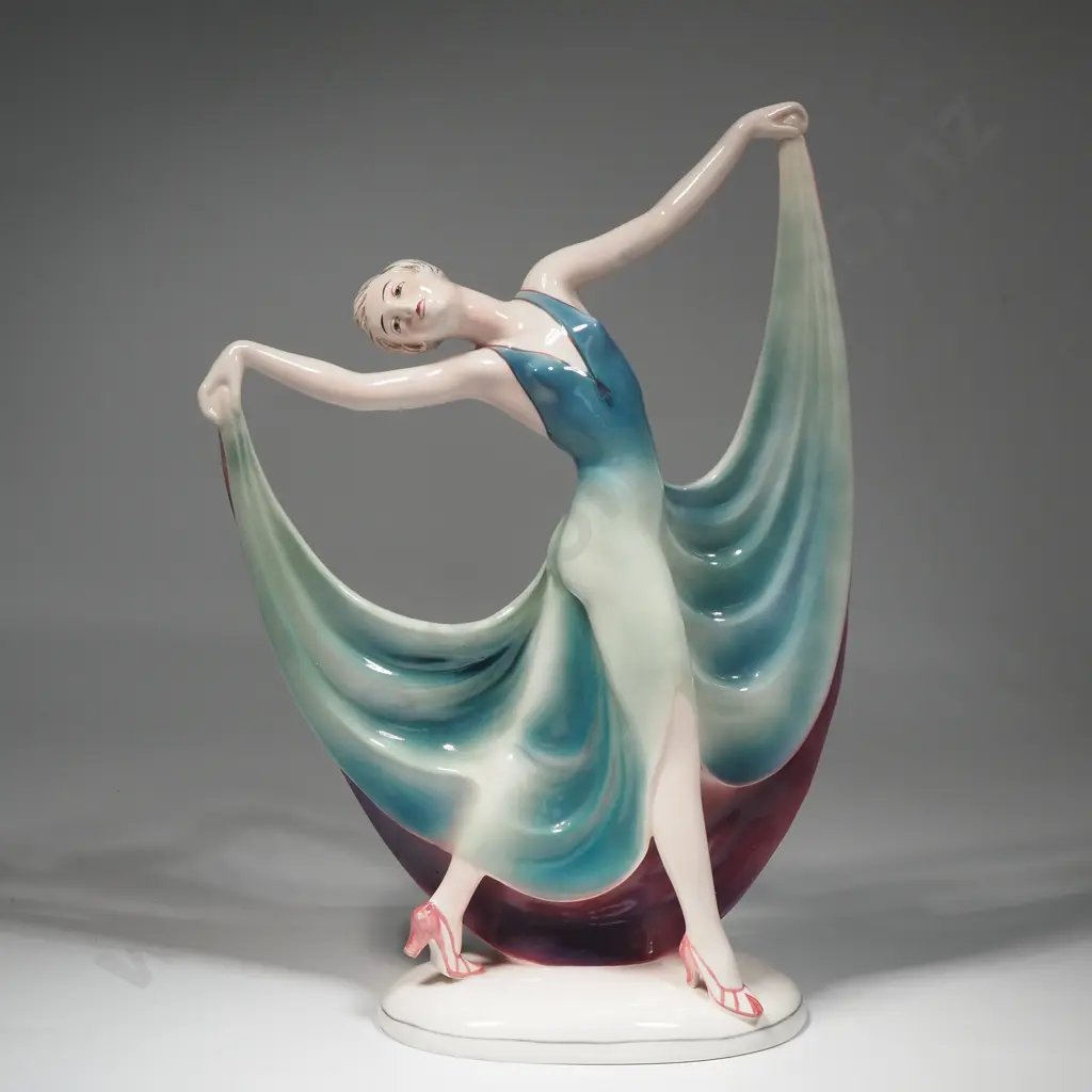 Hertwig Katzhütte Art Dec Porcelain Figurine Of A Dancing Lady Image 1++