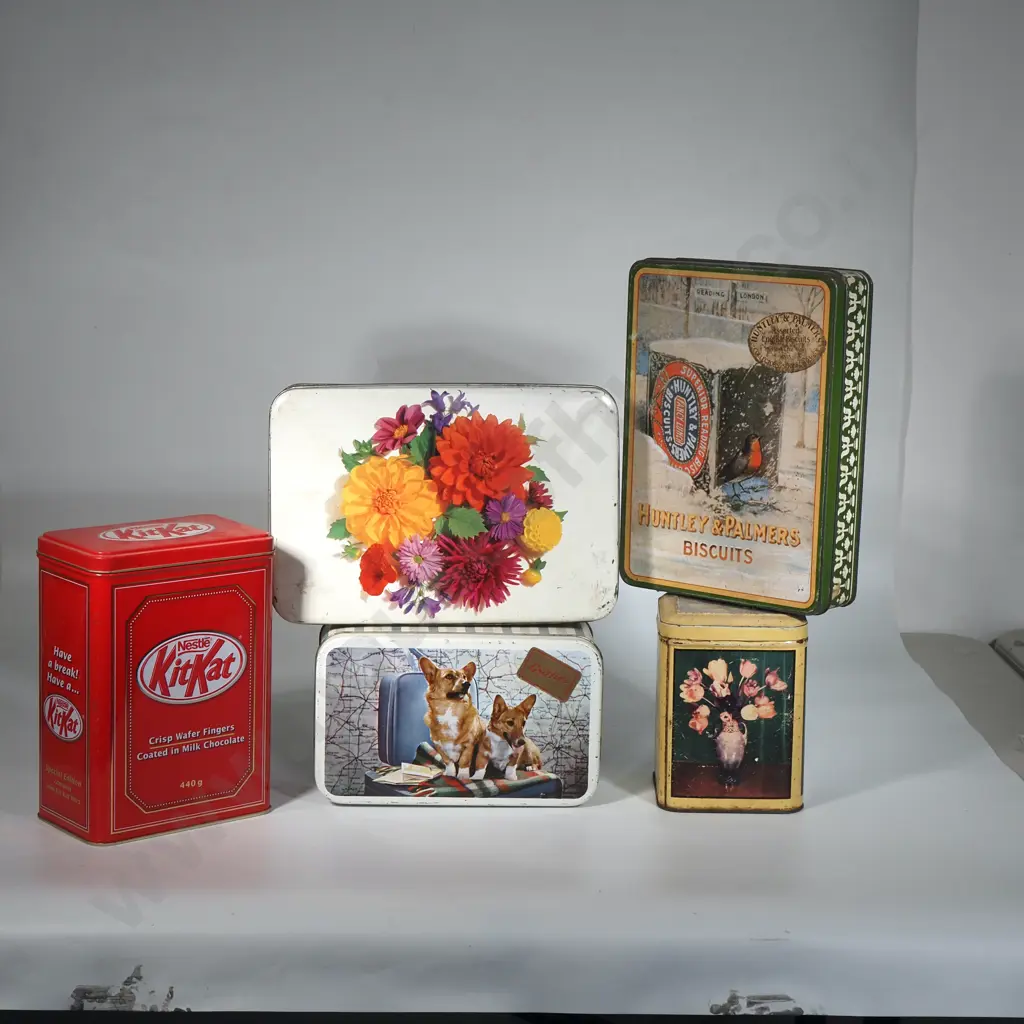 Five Biscuit Tins including A Vintage Huntley & Palmers Image 1++