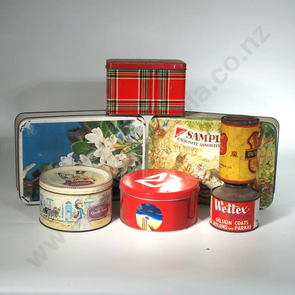 Quantity Of Vintage Tins To Include Wettex For Waterproofing, Pascall Sweets,Mackintoshes Quality  Image 1++