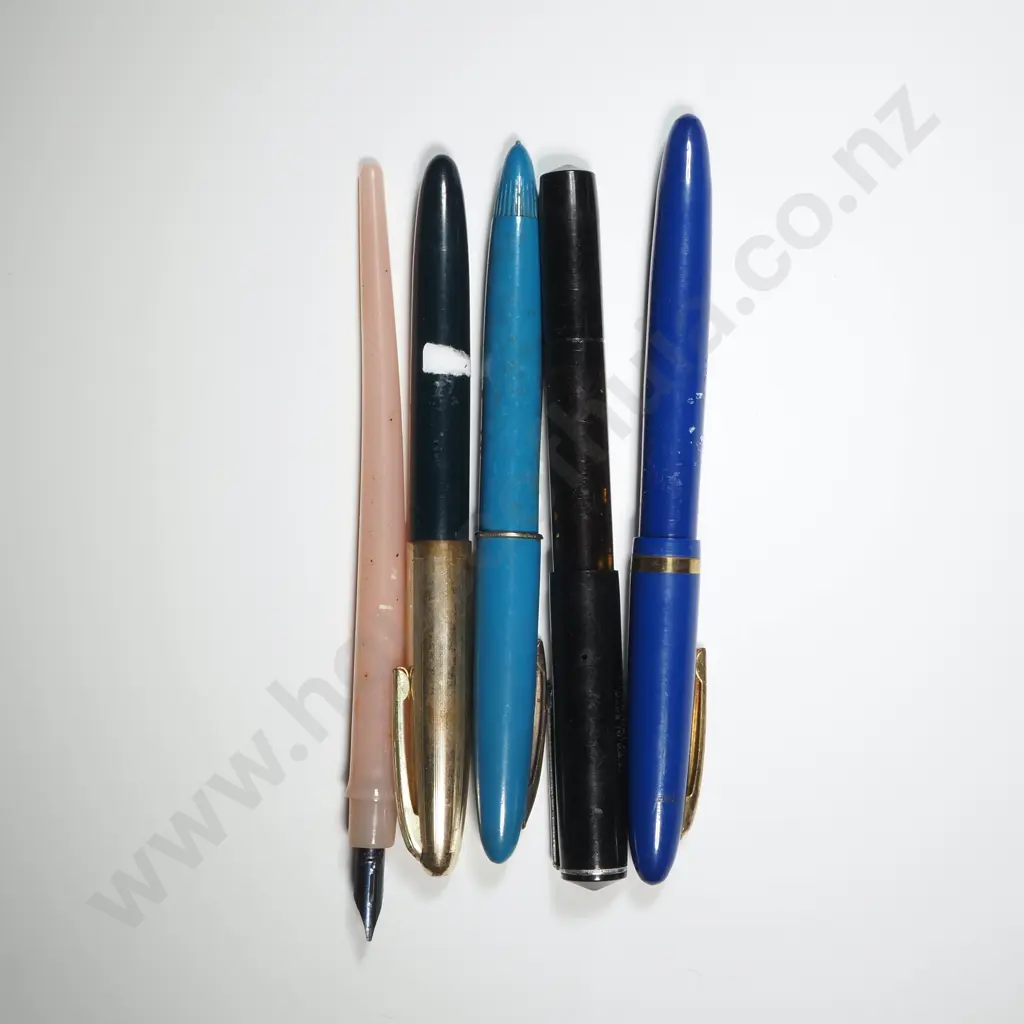 Five Vintage Fountain Pens - One Minus Lid Image 1++