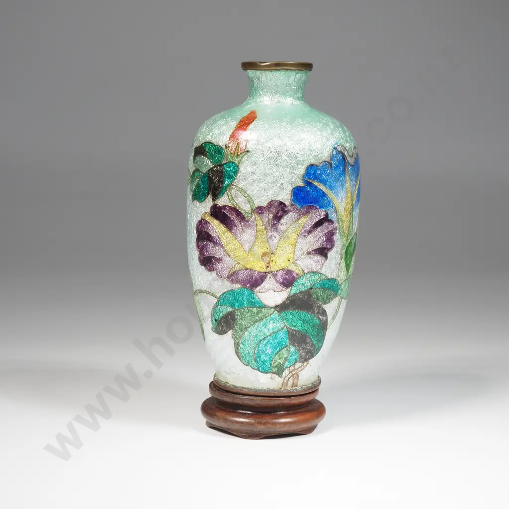 Small Antique Meiji Cloisonné Vase w Floral Motif. Image 1++