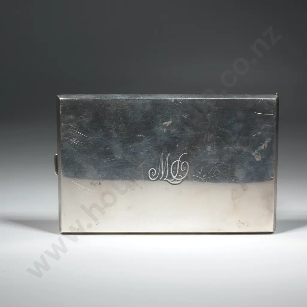 Sterling Silver Cigarette Case. Initialled PW. Image 1++