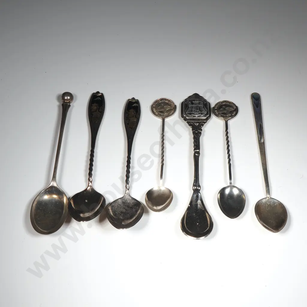 Six Various Sterling Silver Teaspoons & One Other. To Include Two Oriental Teaspoons, Paua Shell Souvenir Teaspoon etc Image 1++