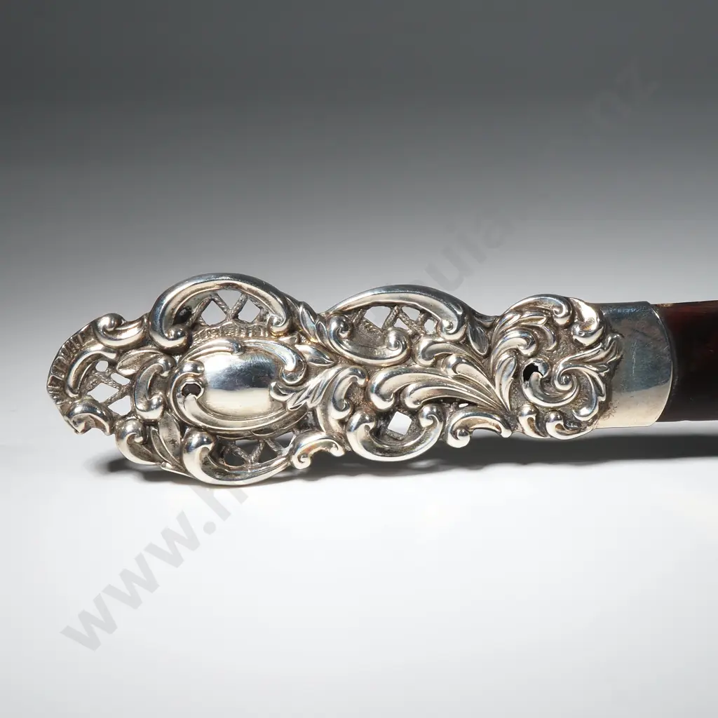 Sterling Silver & Tortoiseshell Letter Opener w Ornate Handle. Image 1++