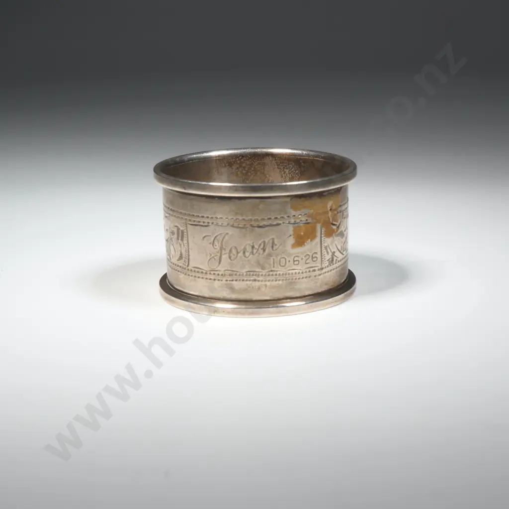 Sterling Silver Serviette Ring w  Engraved Band  Image 1++