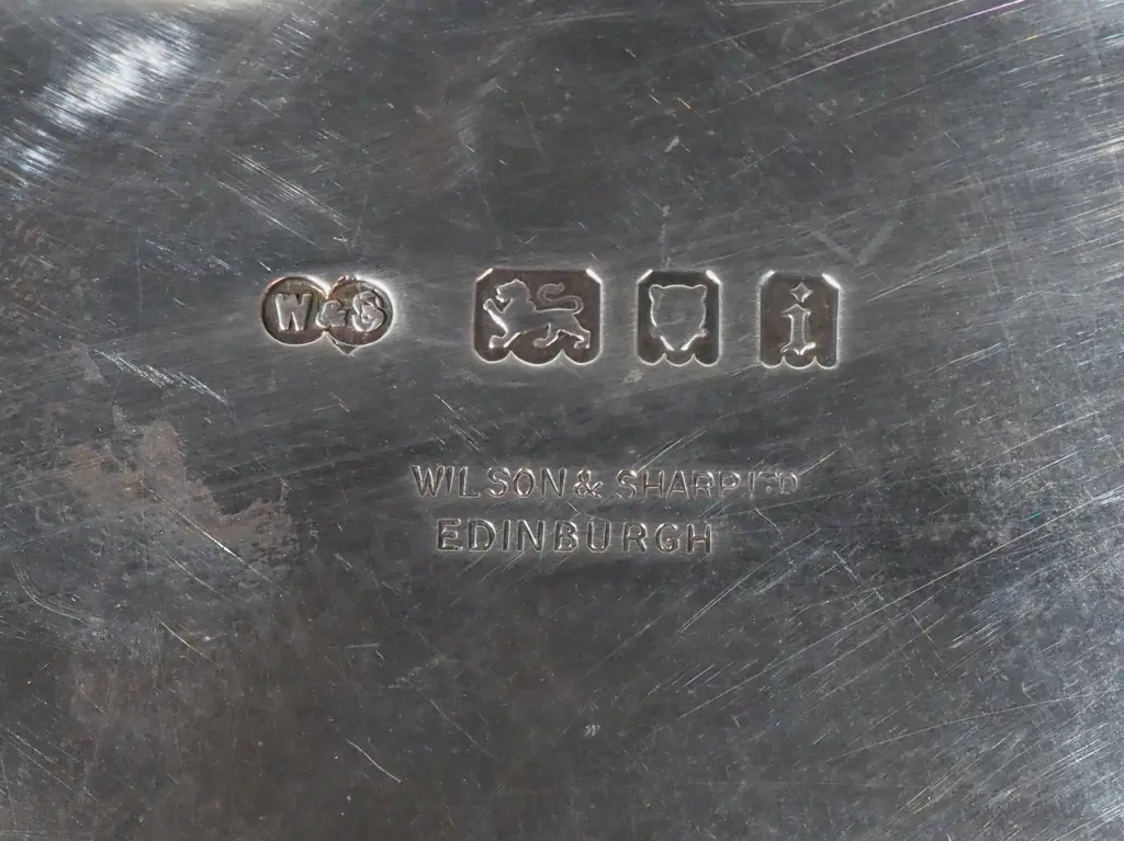 Sterling Silver Salver w Piecrust Edge On Three Scroll Feet  Image 1++