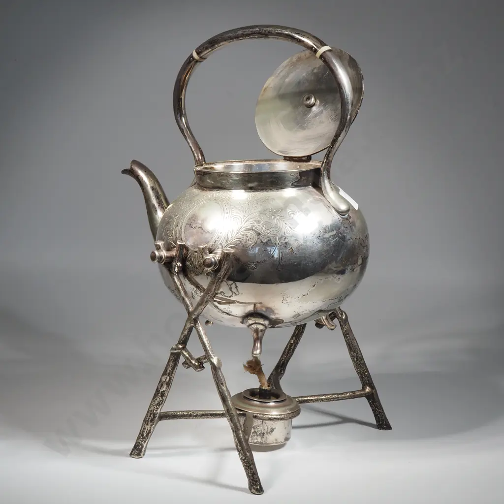 Silver Plate Spirit Tea Kettle. Image 1++