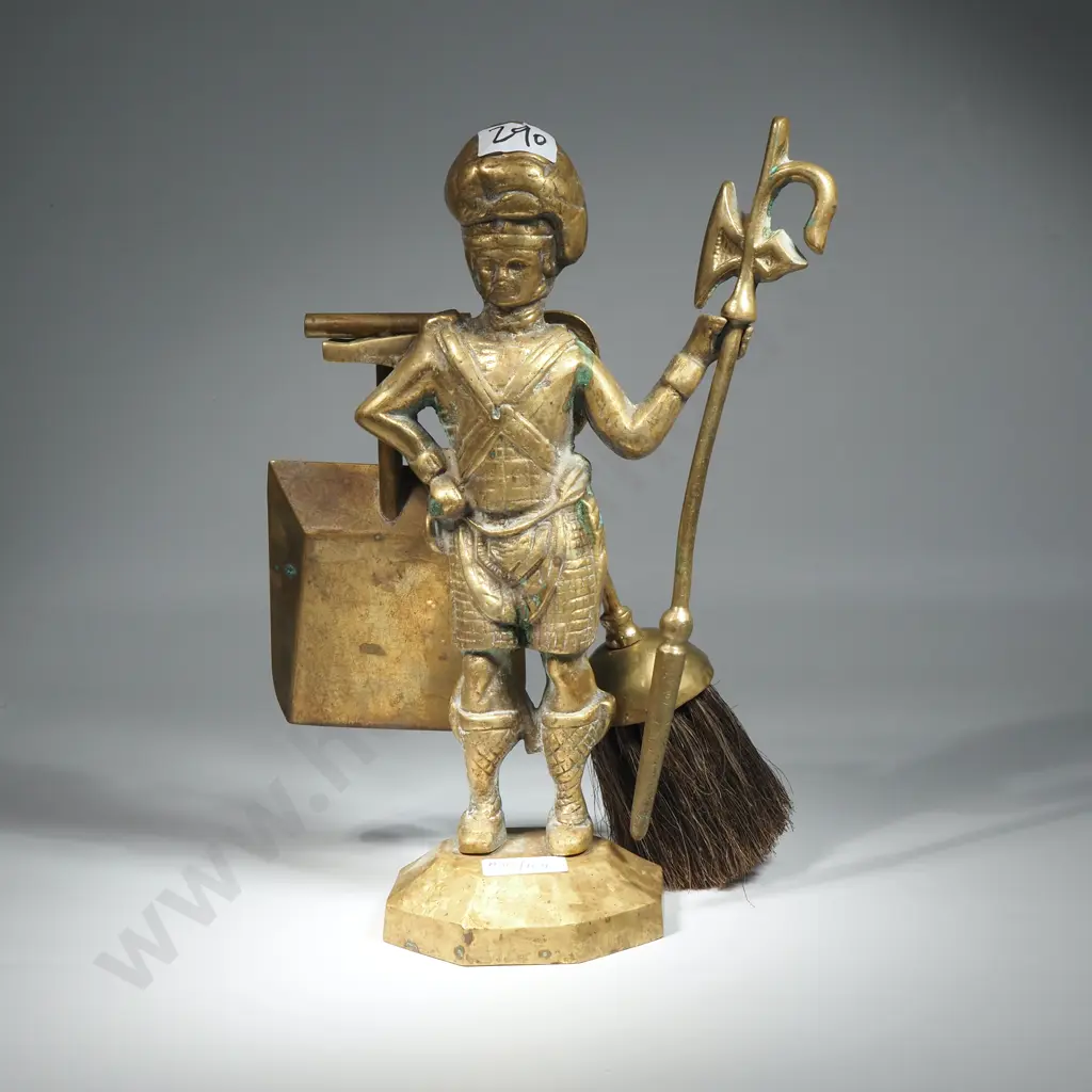 Vintage Brass Companion Set With Shovel, Brush & Poker.Possibly Mr Micawber Image 1++