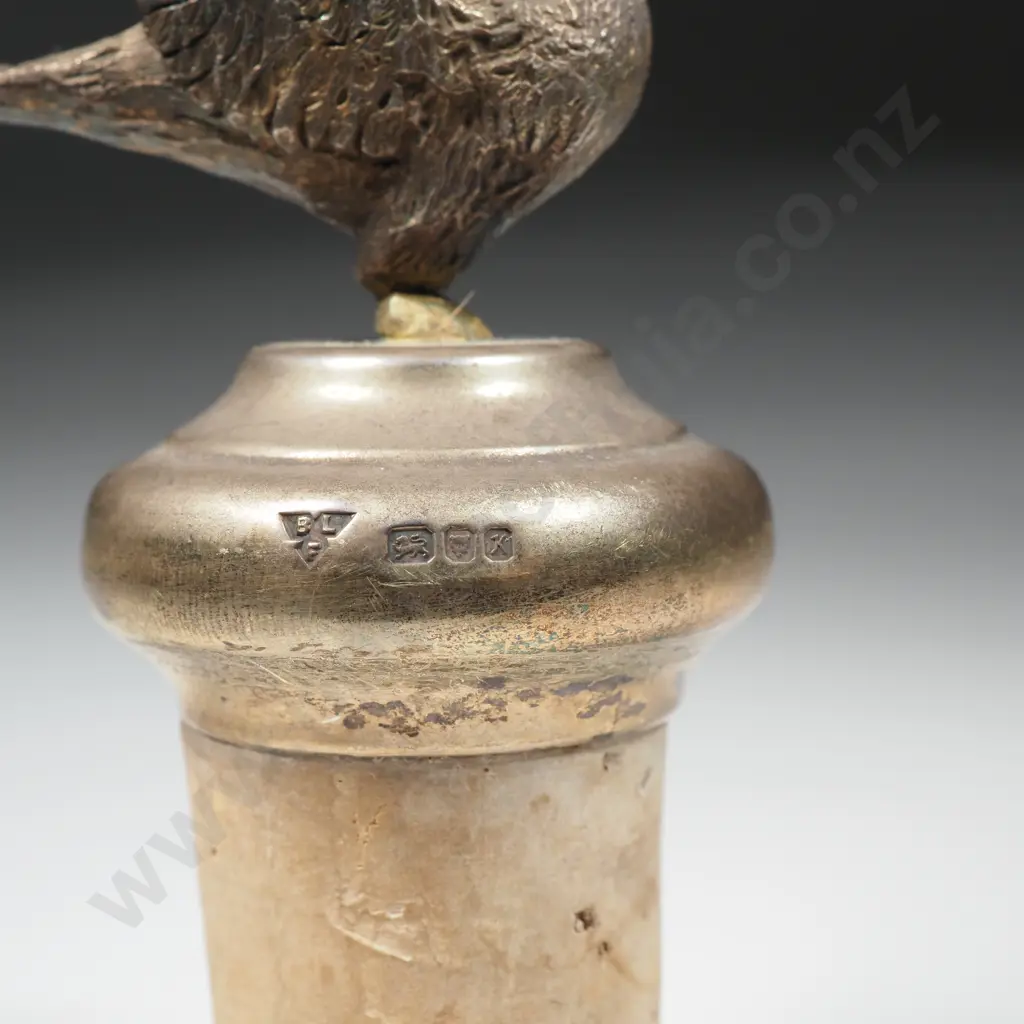 Magnificent Sterling Silver Bird Atop Cork Wine Stopper Image 1++