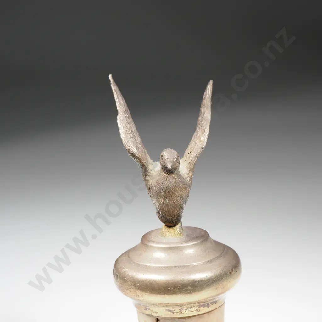 Magnificent Sterling Silver Bird Atop Cork Wine Stopper Image 1++