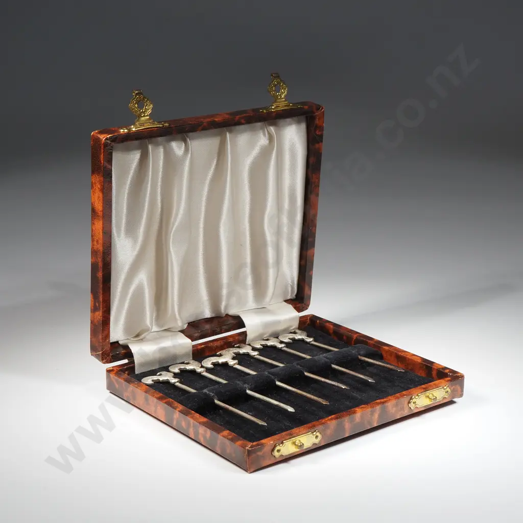 Vintage Set of 6 E.P.N.S. Cocktail Sticks with Cockerel / Rooster Image 1++