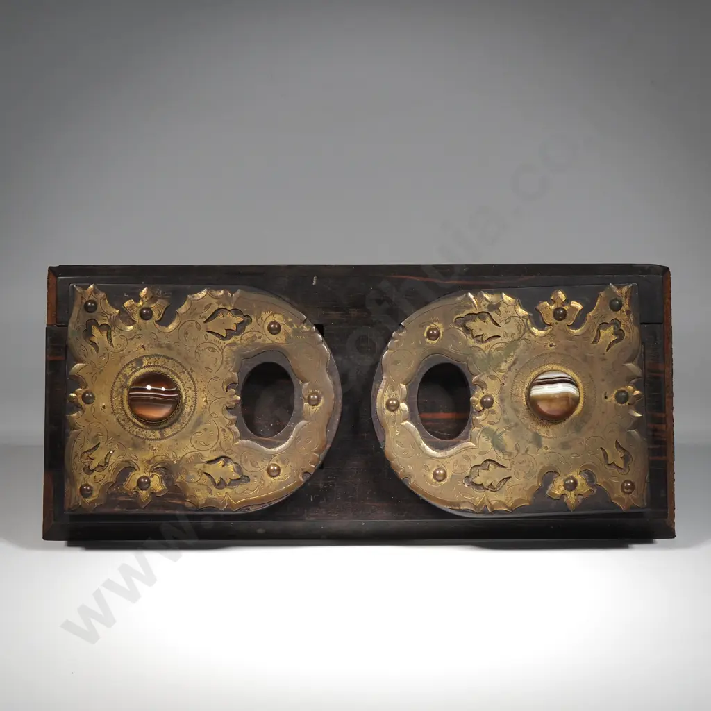 Antique Adjustable Book Slide In Coromandel with Ornate Brass & Agate Mounts  Image 1++