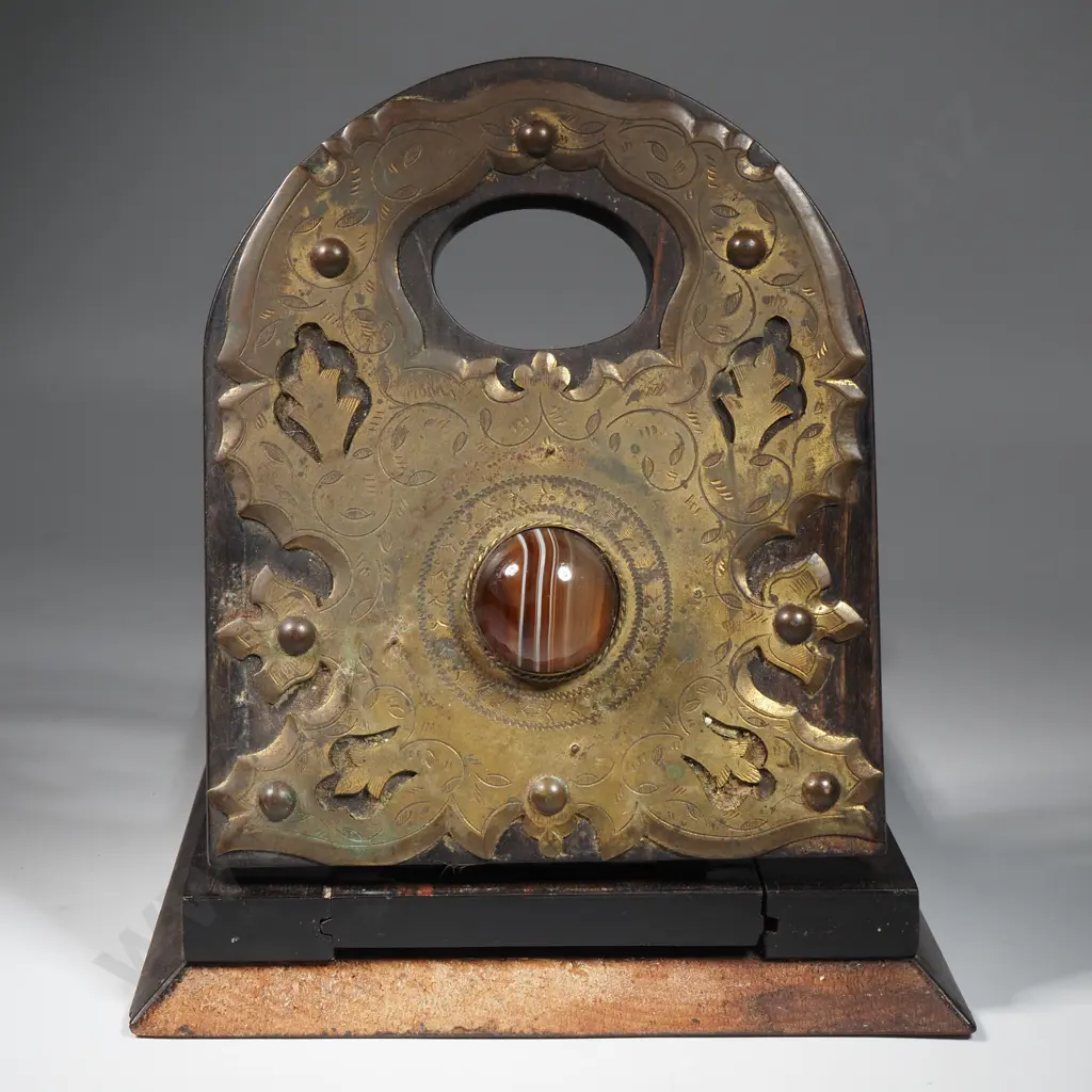 Antique Adjustable Book Slide In Coromandel with Ornate Brass & Agate Mounts  Image 1++