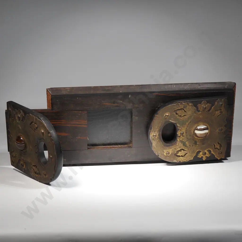 Antique Adjustable Book Slide In Coromandel with Ornate Brass & Agate Mounts  Image 1++