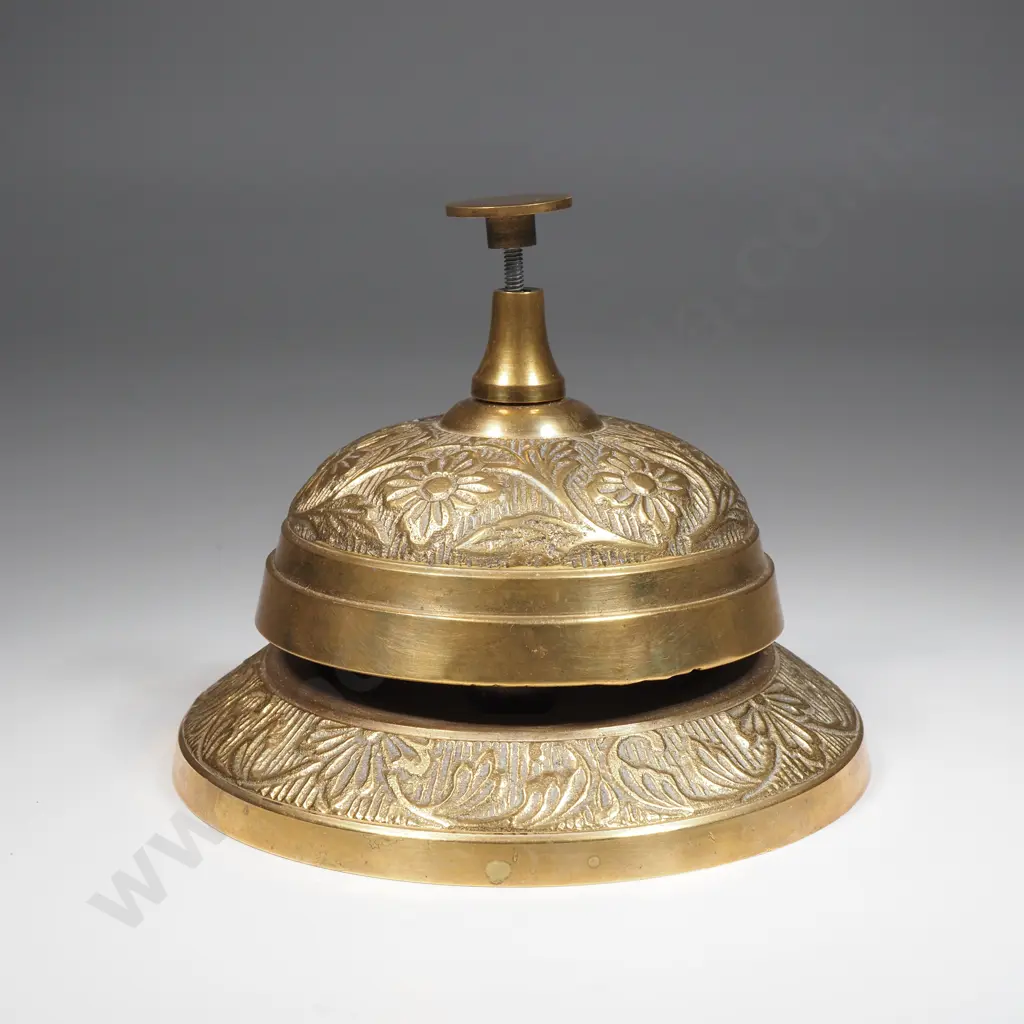 Heavy Brass Table w Embossed Floral Decoration  Image 1++