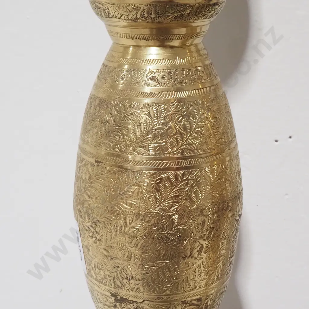 Pair of Large Engraved Indian Brass Lamps. Image 1++