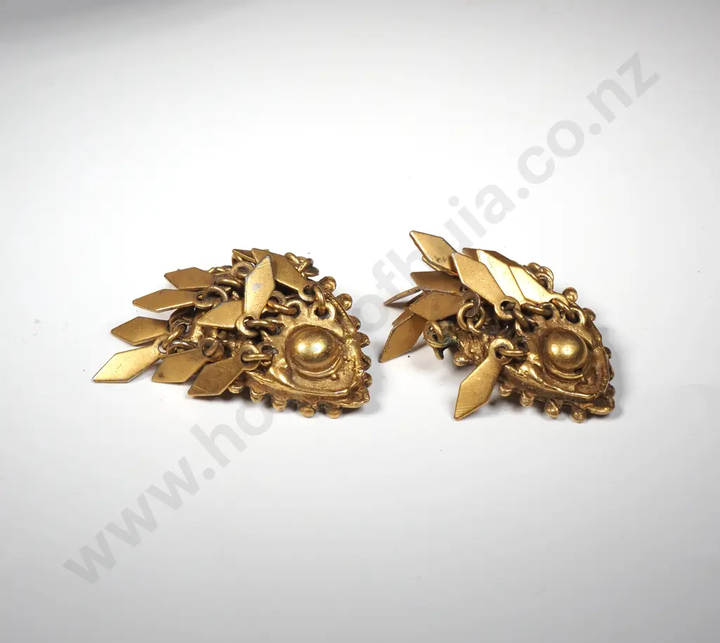 Long Oroton Gold Tone Necklace & Pair Of Gold Tone Ornate Earrings Image 1++