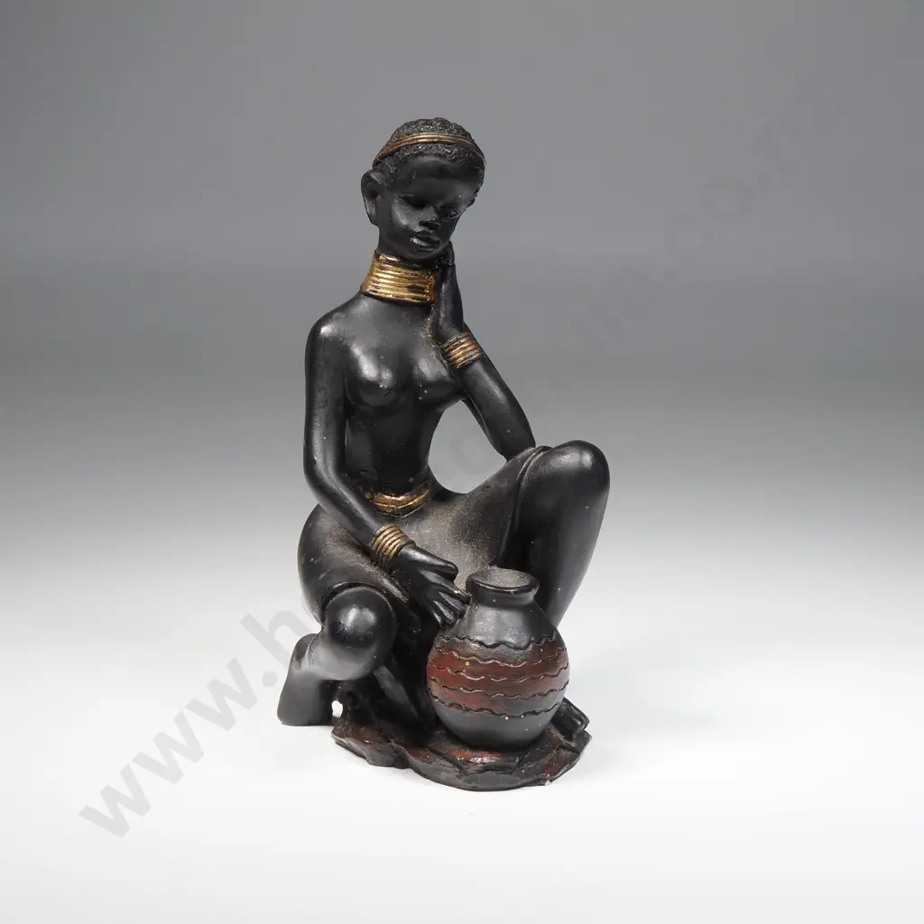 Small Resin Figure Of A Young African Woman Kneeling. Image 1++