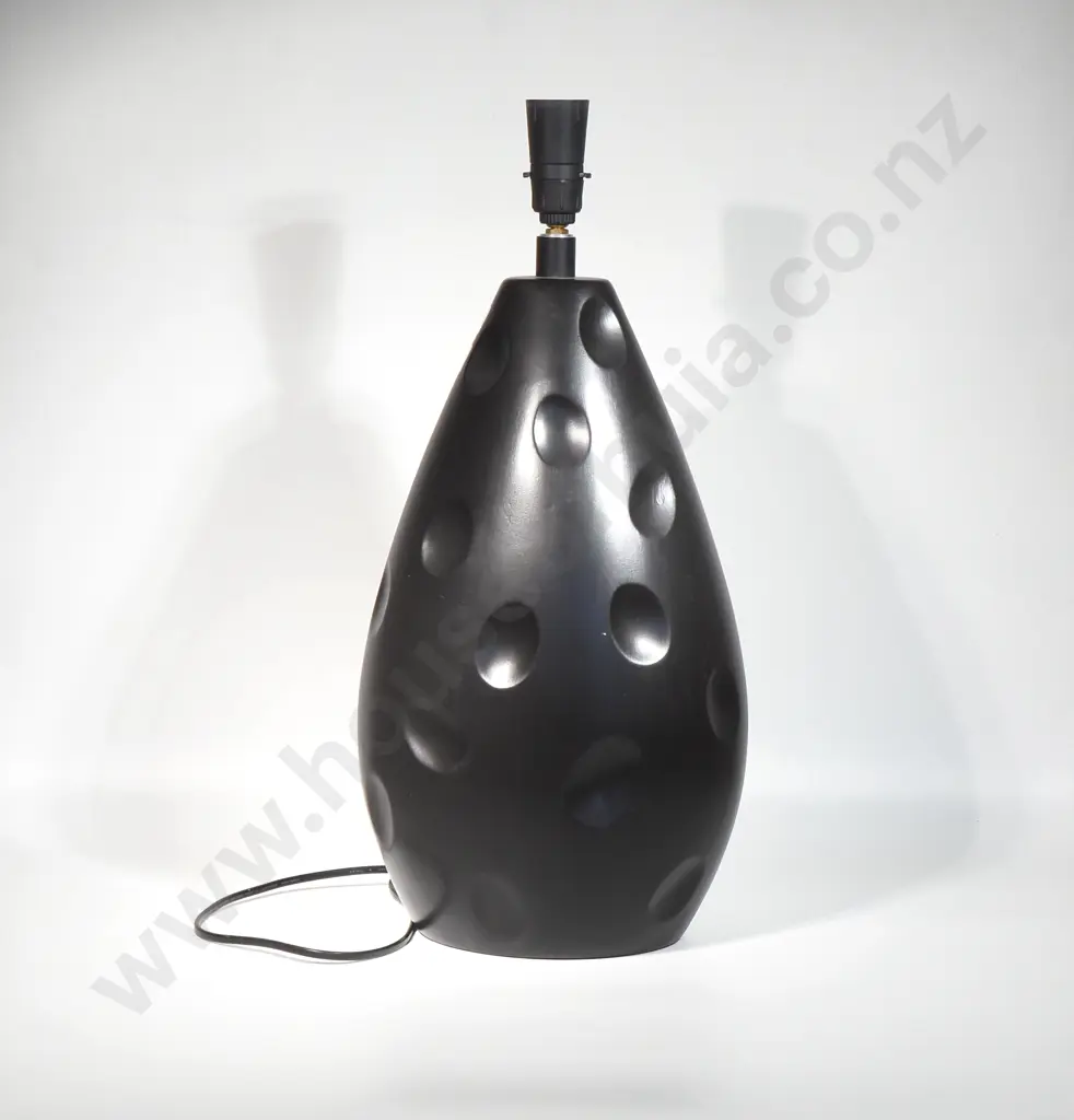 Pear Shaped Black Ceramic Lamp Base with Dimple Decoration Image 1++