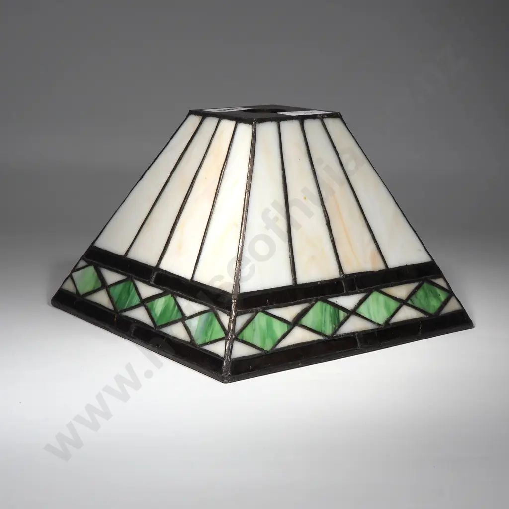 Vintage Mission Arts & Crafts Style Stained Slag Glass Lamp Shade  Image 1++