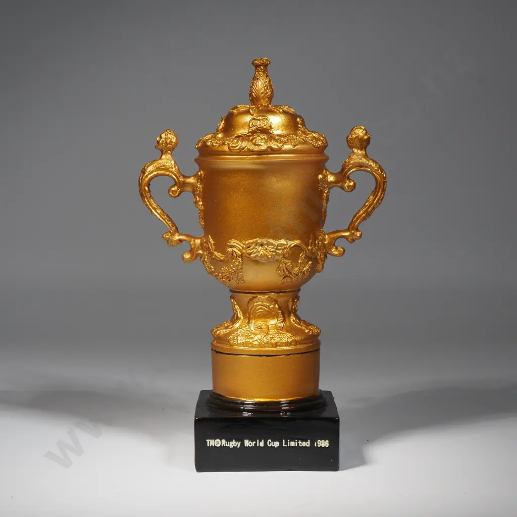 ANZ Replica Webb Ellis Trophy Rugby World Cup 2011, Gold Coloured Plastic Money Box. Image 1++