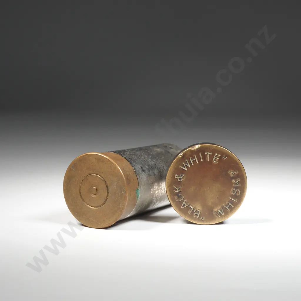 Vintage Coin Holder  In The Form Of A Cartridge & A Brass "Black & White" Whisky Memorabilia Image 1++