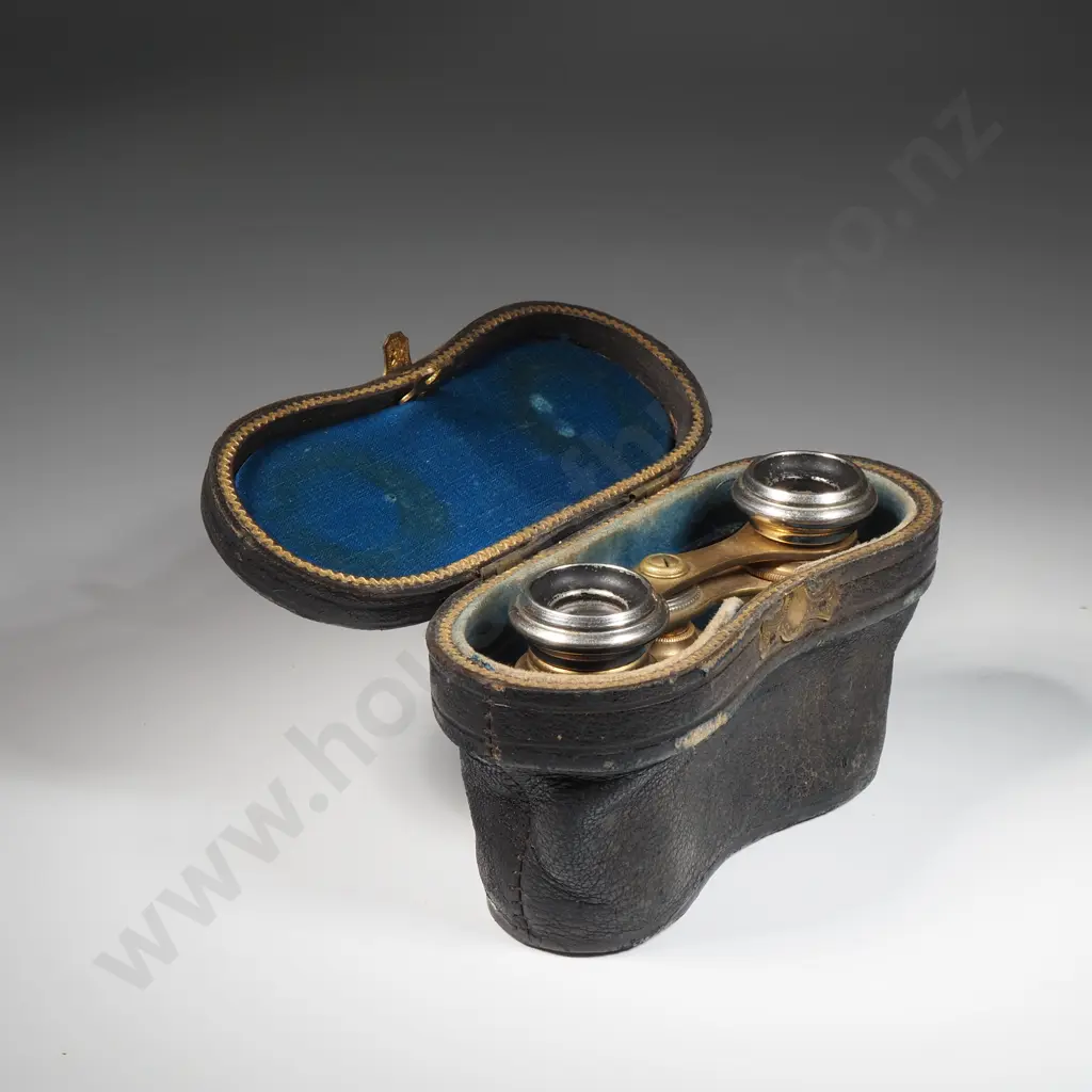Pair Of Mother Of Pearl Opera Glasses In Original Leather Case Image 1++