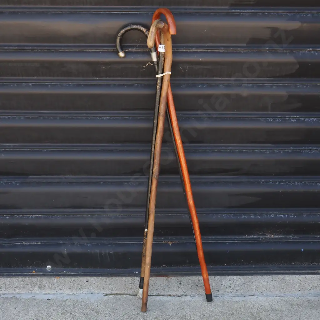 Four Antique Walking Sticks.  Image 1++