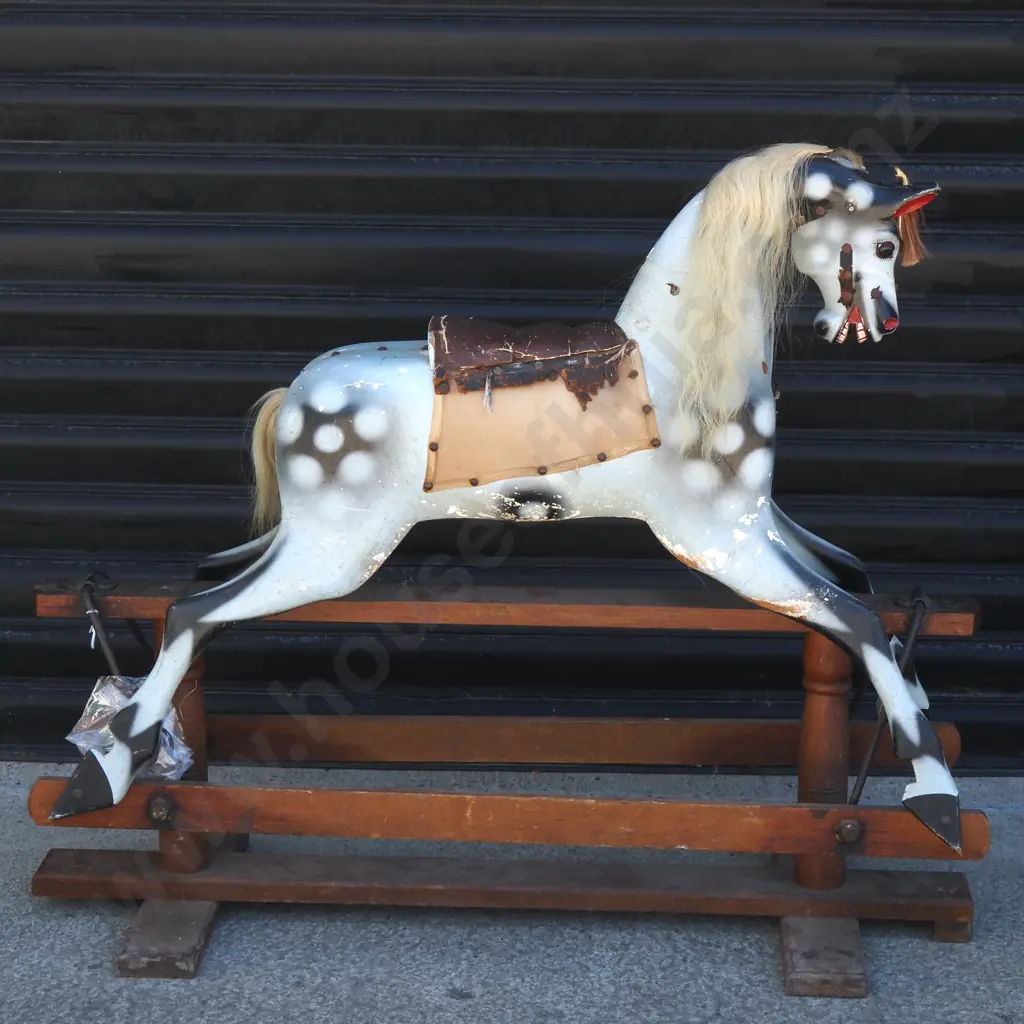 19th Century English Nursery Rocking Horse. W Horse Hair Tial & main. Needs Some Work . Stirrups Detached. Image 1++
