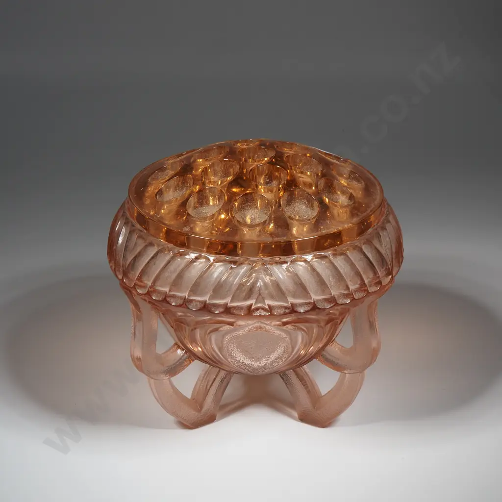 Art Deco Style Flower Vase Rose Bowl Complete w Frog  Image 1++