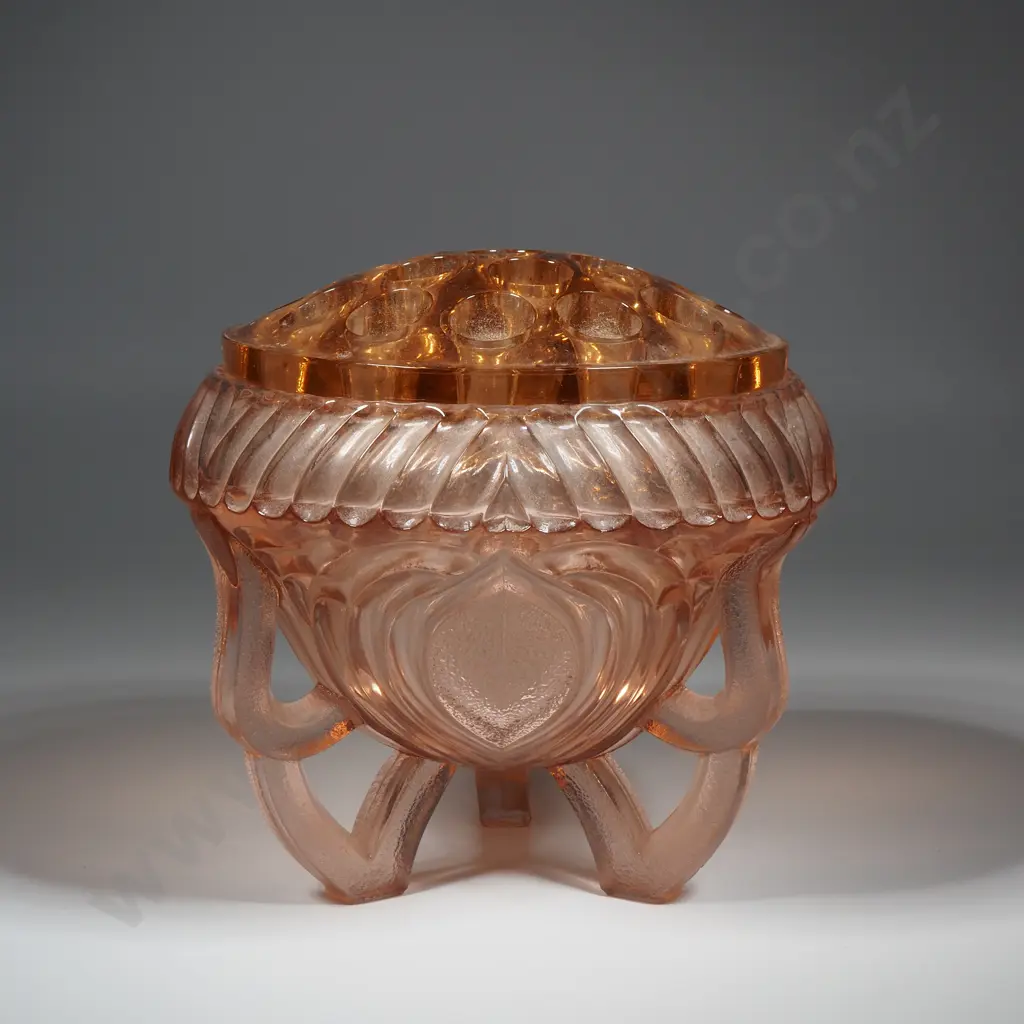 Art Deco Style Flower Vase Rose Bowl Complete w Frog  Image 1++