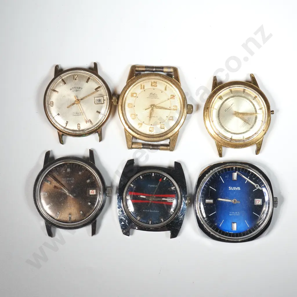 Assortment Of Mens Wristwatches Minus Straps To Include Slava, Citizen, Hafis, Timex & Rome Deluxe & Roma Image 1++