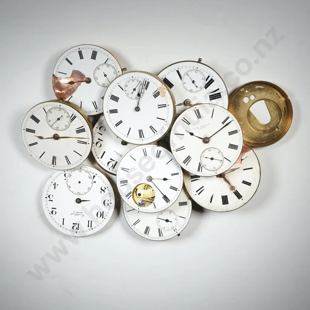 Assorted Lot Of Pocket Watch Movements with Enamel Faces Image 1++