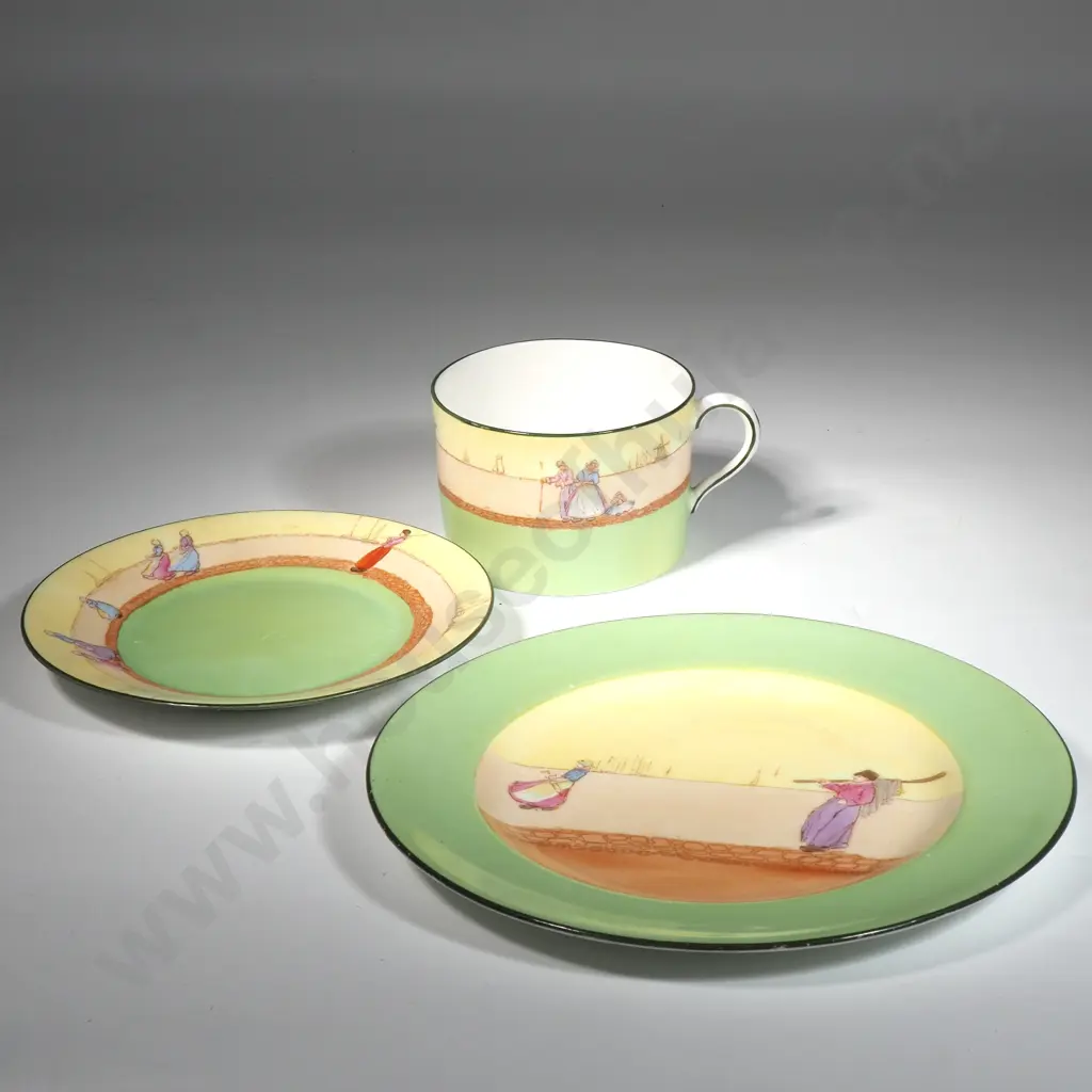 Royal Doulton Dutch Series: Cup, Saucer & Plate. Masons Iron Stone Plate In A Bible Pattern. Two Wedgewood Plates Image 1++