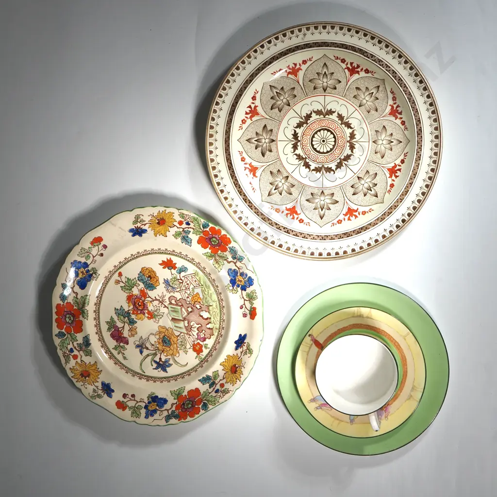 Royal Doulton Dutch Series: Cup, Saucer & Plate. Masons Iron Stone Plate In A Bible Pattern. Two Wedgewood Plates Image 1++
