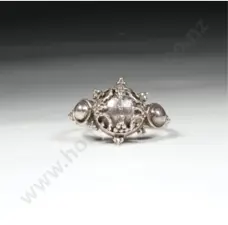 Sterling Silver  Embossed Dome Ring Image 1++