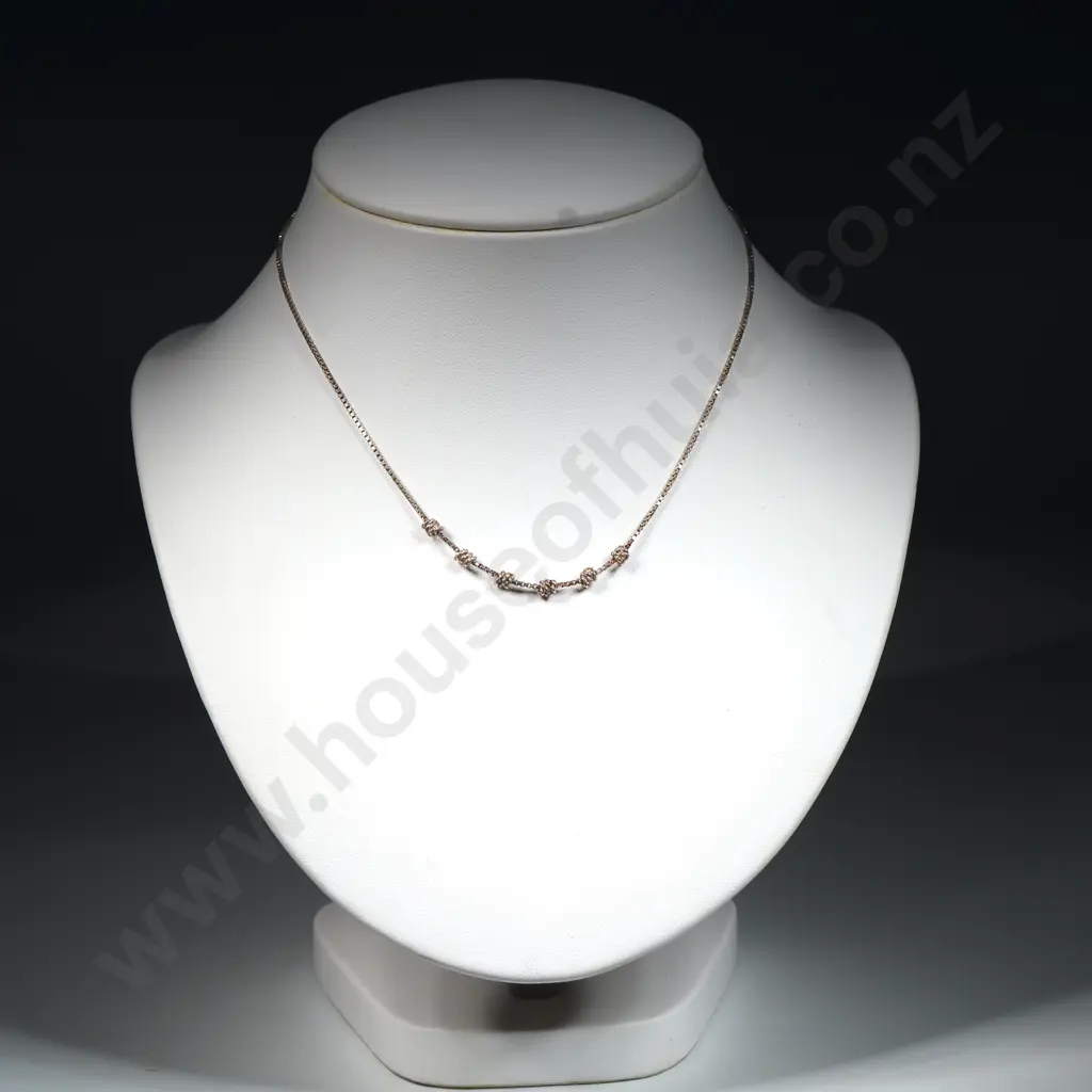 Unusual Sterling Silver Box  Chain  with Decorative Knotted Links Image 1++