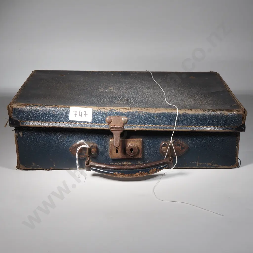 Vintage Childs Suitcase Containing Tobacco & Cigarette Tins, Saddle Soap Tin, Pencil Tins etc.   Image 1++