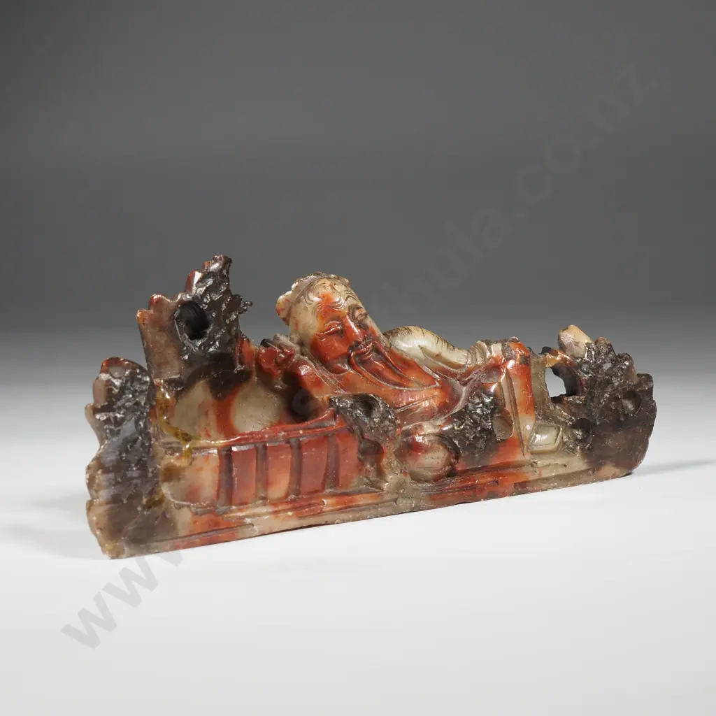 Vintage Soapstone Figure Of A  Reclining Buddha Figure Image 1++