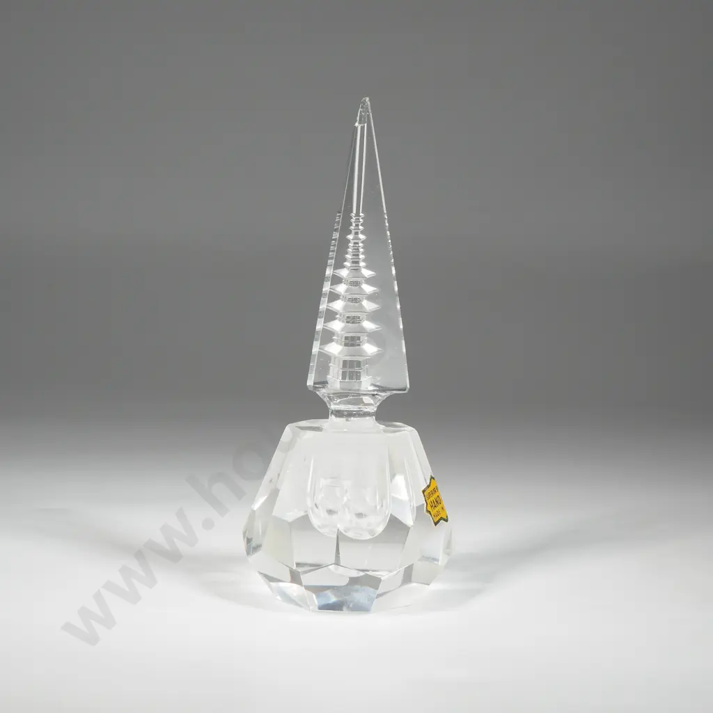 Handcut Pagoda Japanese Heavy Crystal/Glass Perfume Bottle A/F Image 1++