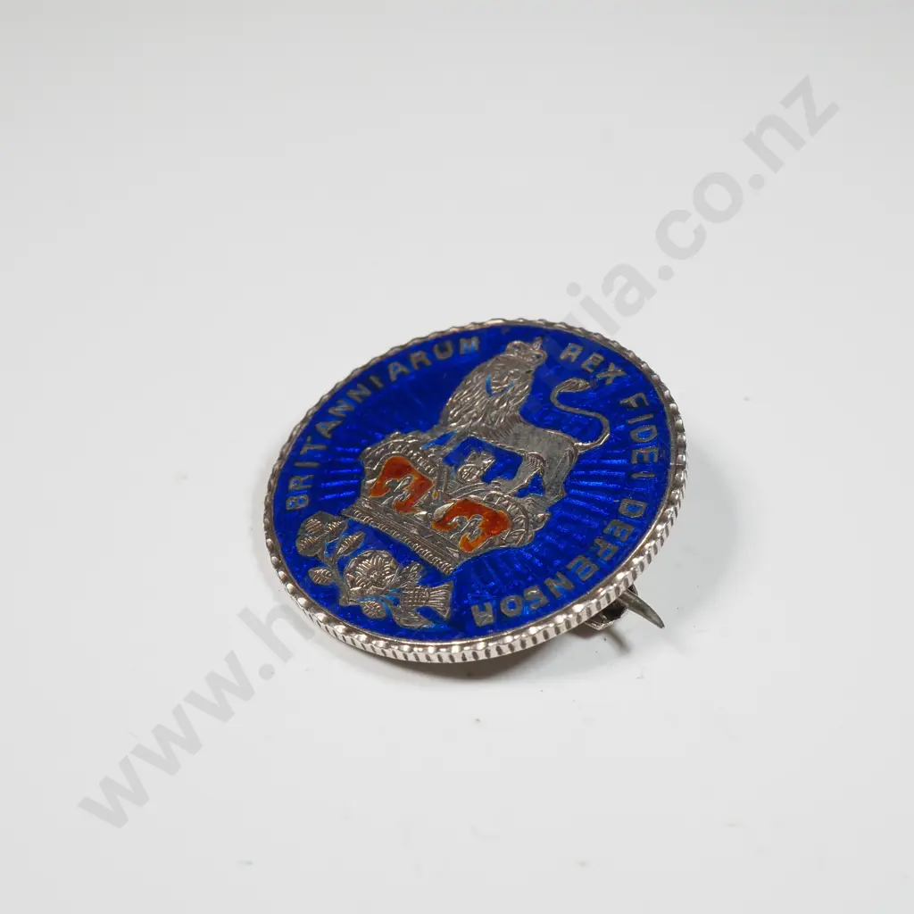 Victorian Sterling Silver & Enamel 1825 Shilling Brooch Image 1++
