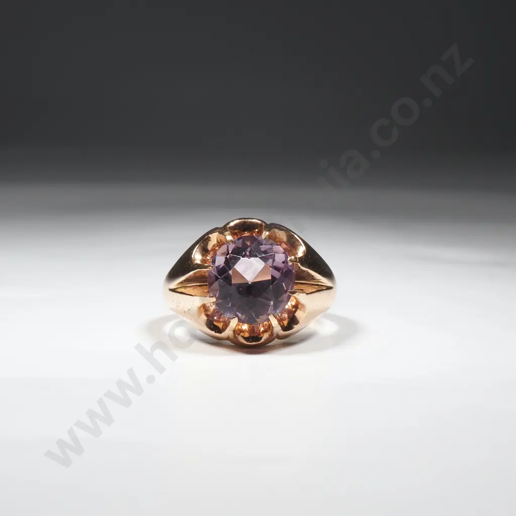 Substantial Antique 18ct Gold Amethyst Ring w Valuation for $4,700.00 Image 1++