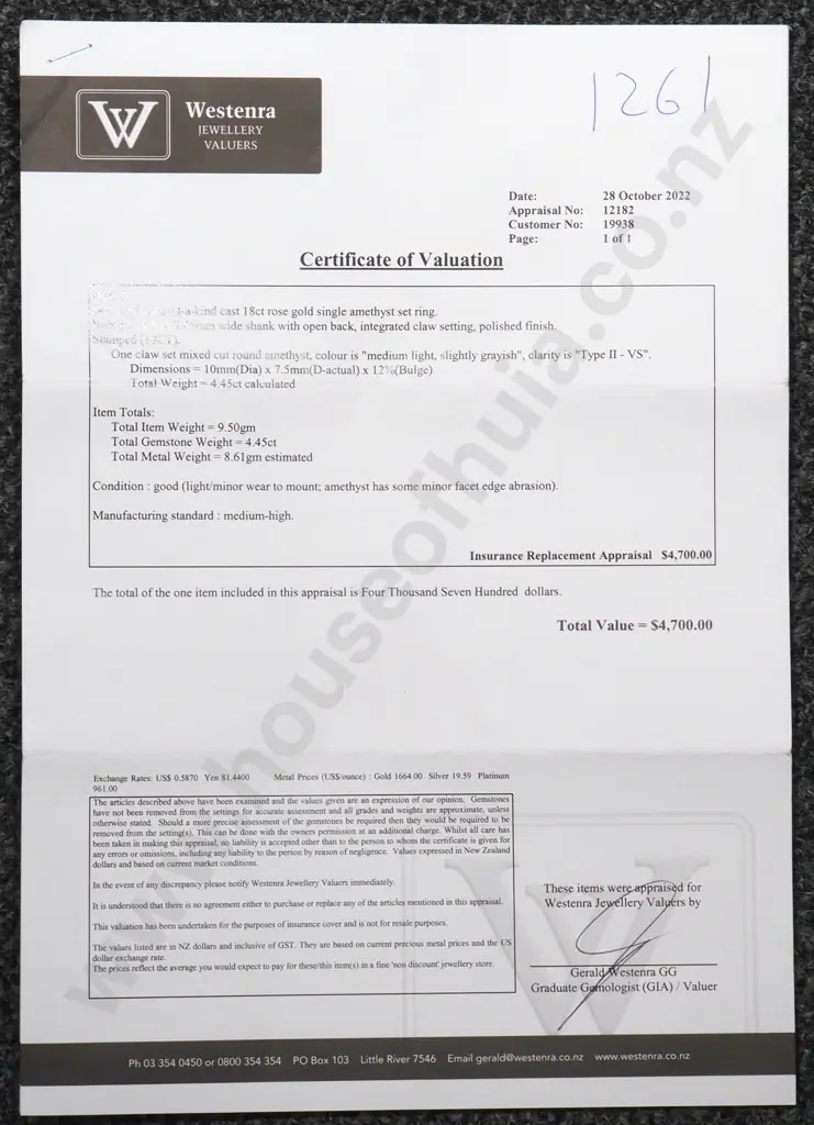 Substantial Antique 18ct Gold Amethyst Ring w Valuation for $4,700.00 Image 1++