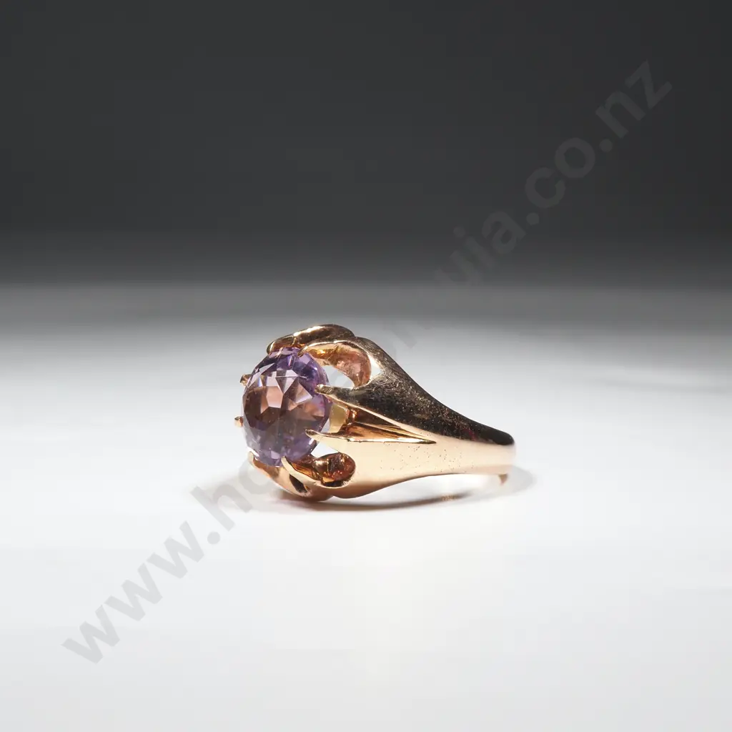 Substantial Antique 18ct Gold Amethyst Ring w Valuation for $4,700.00 Image 1++
