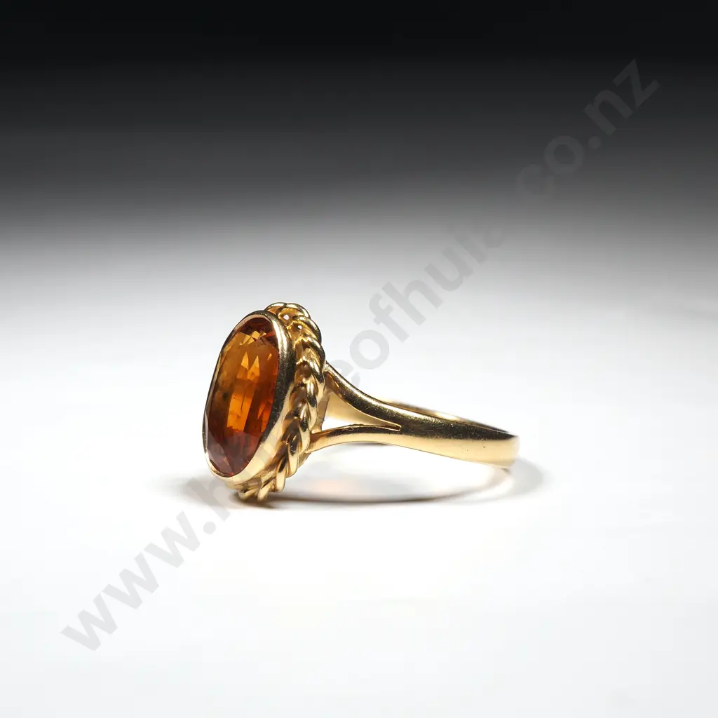 18ct Gold & Orange Madeira Citrine Ring With Rope Mount  Image 1++