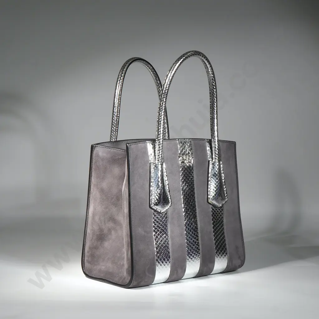 PRADA Suede & Metallic Snakeskin Handbag Image 1++